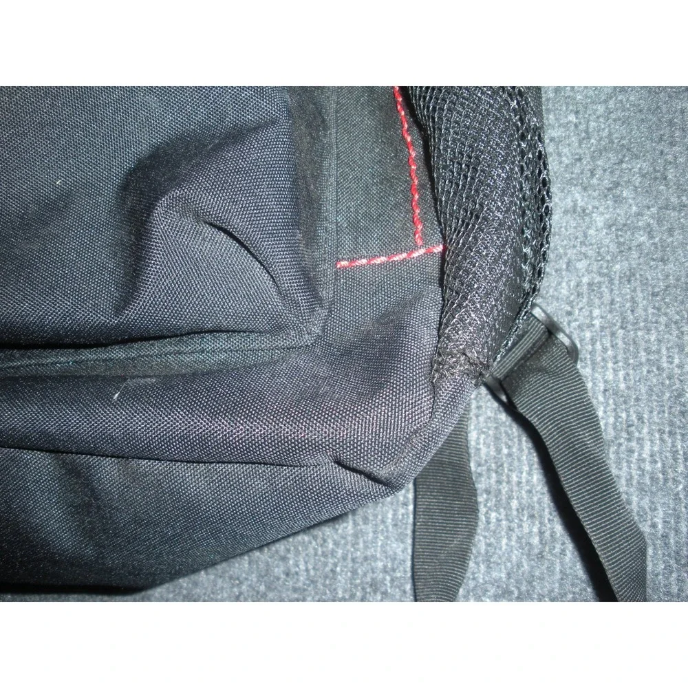 True Religion World Tour Backpack Black Canvas Red Contrast Stitch Logo Patch